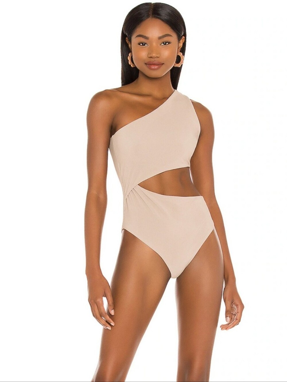 Beach Riot One-Shoulder One-Piece Swimsuit in Nude
